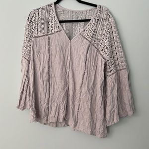 Light purple, flair sleeve, hippie shirt